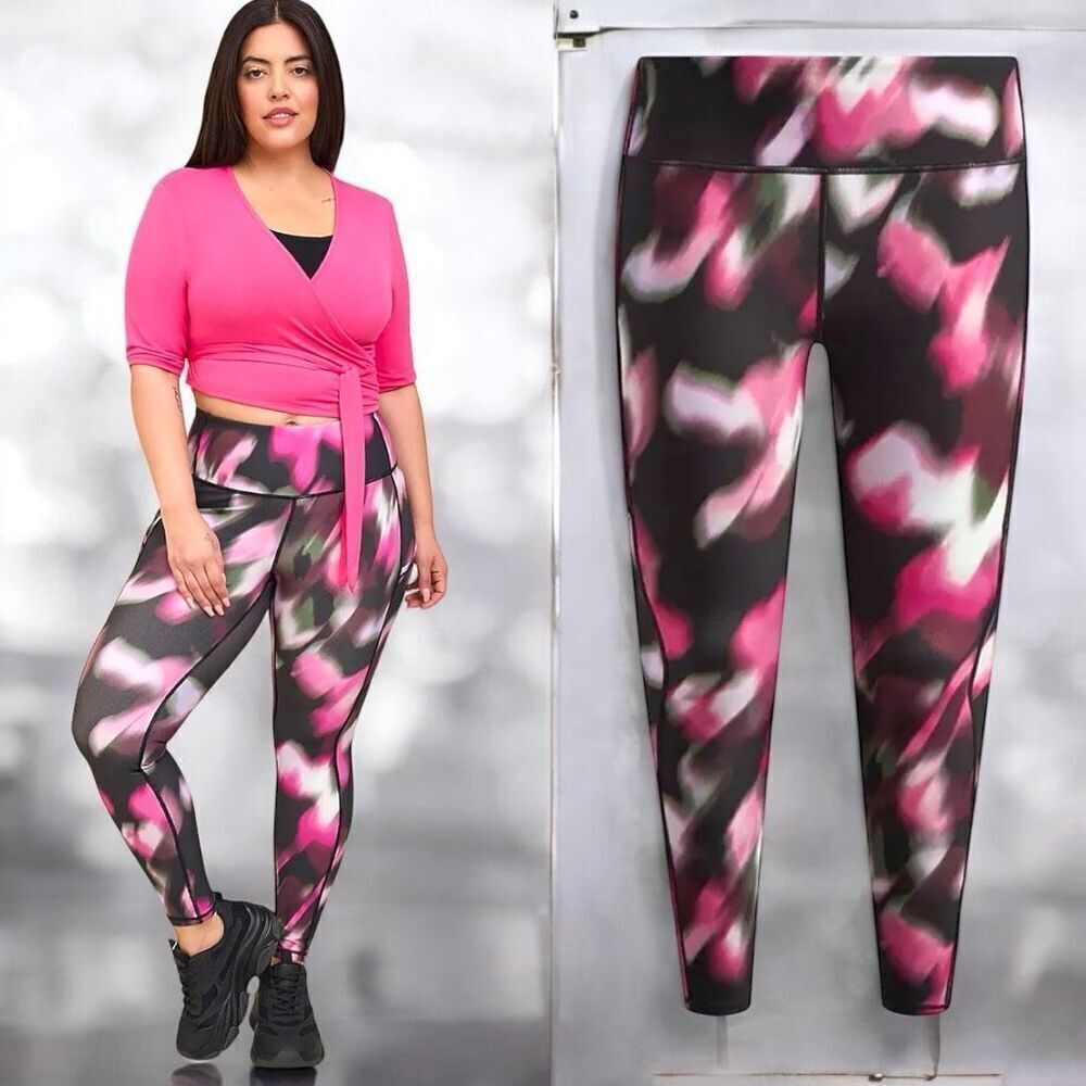 Torrid Black & Pink Full-Length Side Pocket Active Legging size 3 3XL